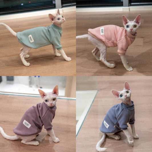 Sphynx Hairless Cats Sweatshirt, Winter Warm Jumper for Bambino Devon Rex Sphynx Cat