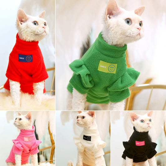 6 Colors Sphynx Hairless Cats Sweatshirt, Winter Warm Jumper for Bambino, Devon Rex Sphynx Cat Clothes