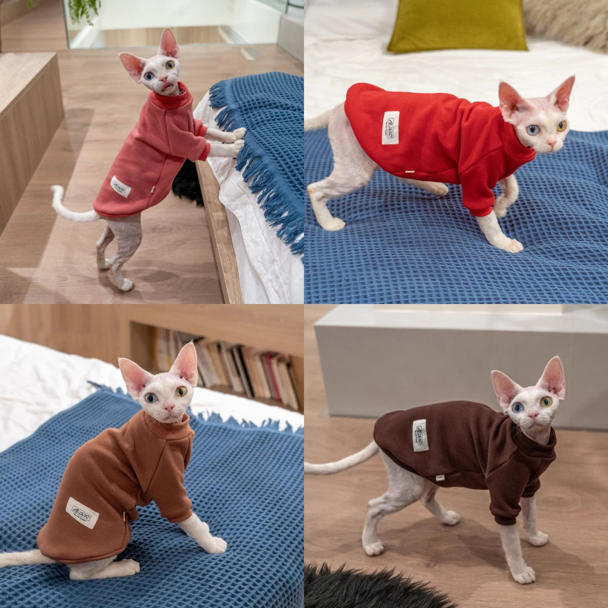 Sphynx Hairless Cats Sweatshirt, Winter Warm Jumper for Bambino Devon Rex Sphynx Cat