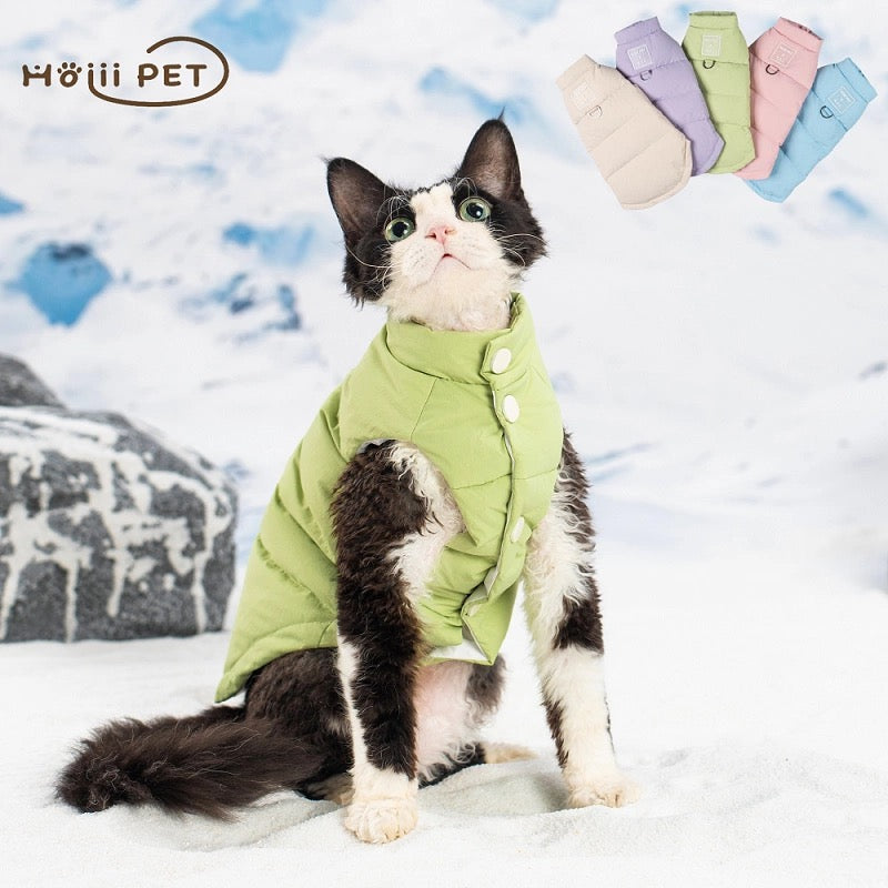 Sphynx Hairless Cats Coat, Winter Warm Kitten Button Jacket for Bambino Devon Rex Sphynx Cat