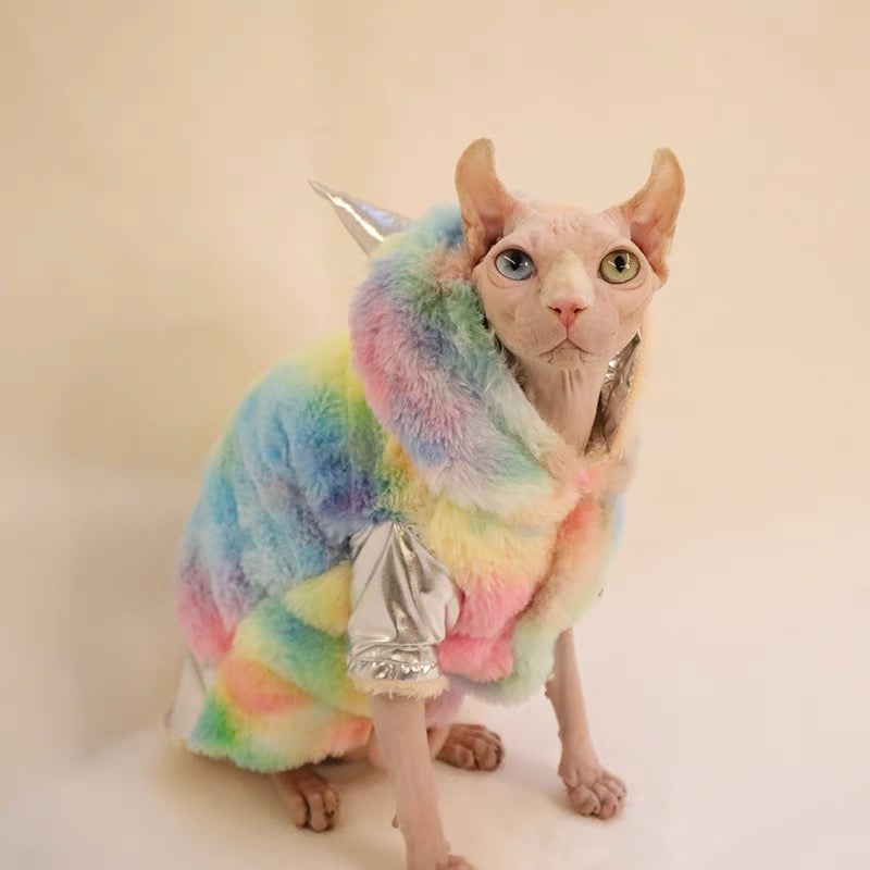 Sphynx Hairless Cats Hoodie Jacket, Winter Warm Jumper Coat for Bambino Devon Rex Sphynx Cat