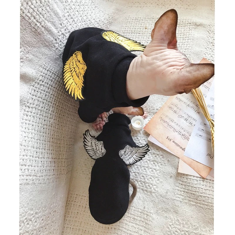 Halloween Sphynx Hairless Cats Wings Clothes, Winter Warm Sweatshirt for Bambino, Devon Rex Sphynx Cat Jumper