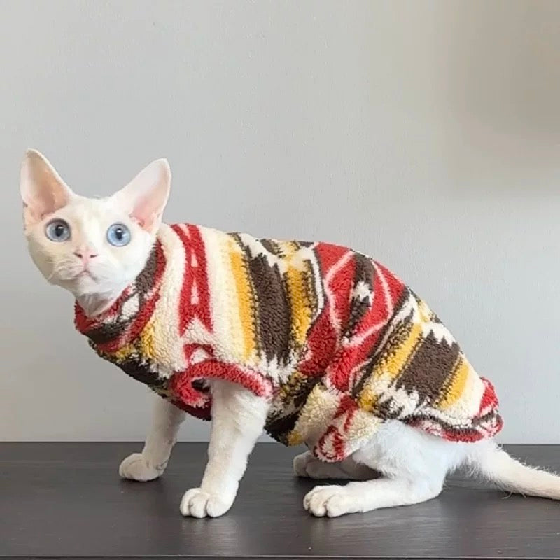 3 Colors Sphynx Hairless Cats Clothing, Winter Warm Jumper for Bambino Devon Rex Sphynx Cat