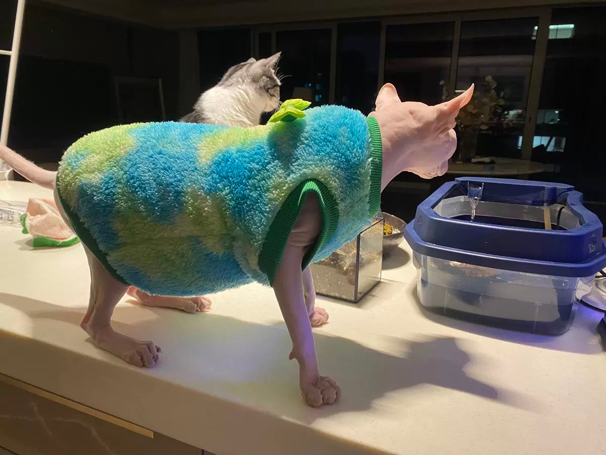 Sphynx Hairless Cats Tie-dye Clothing, Winter Warm Jumper for Bambino Devon Rex Sphynx Cat