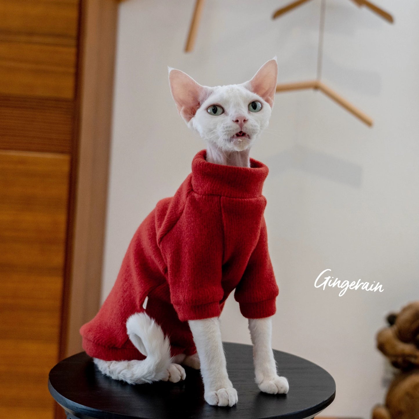 New Year Sphynx Hairless Cats Sweatshirt Sweater, Winter Warm Jumper for Bambino Devon Rex Sphynx Cat