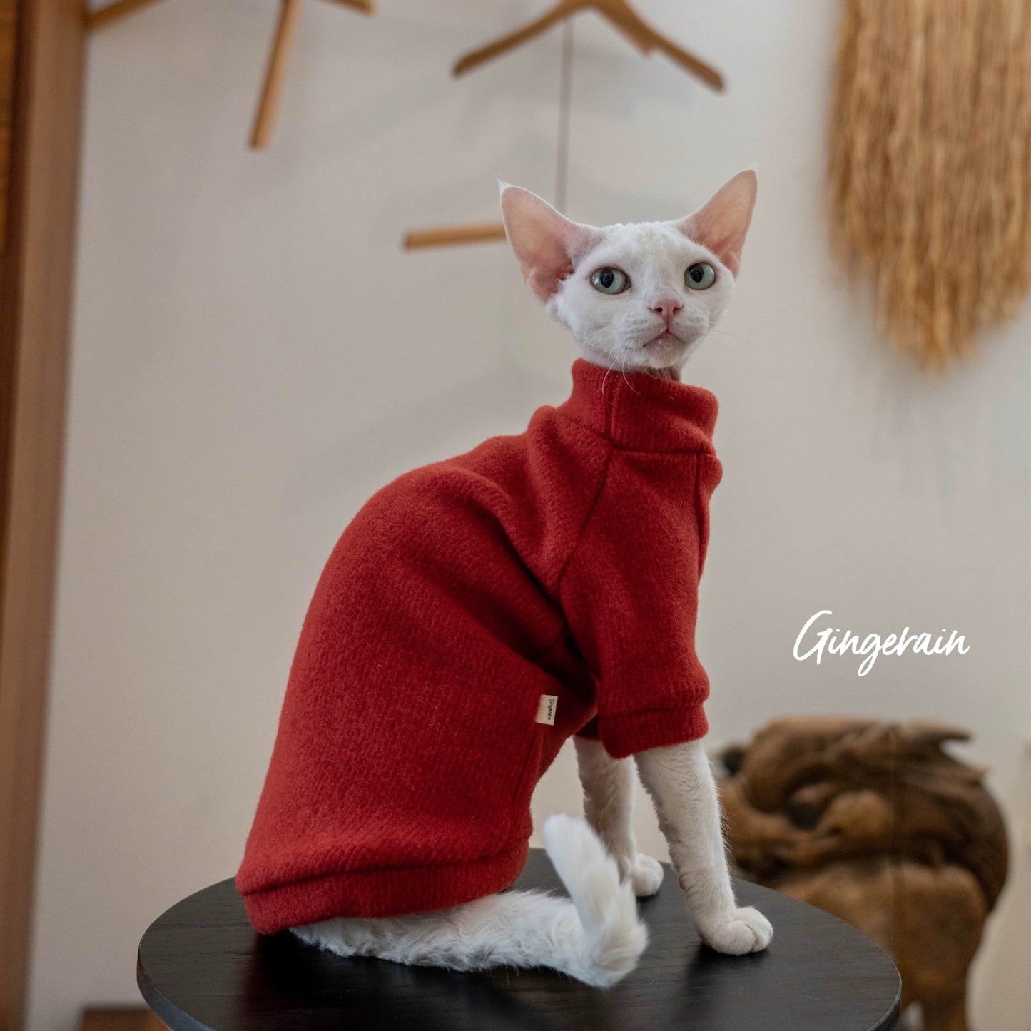 New Year Sphynx Hairless Cats Sweatshirt Sweater, Winter Warm Jumper for Bambino Devon Rex Sphynx Cat