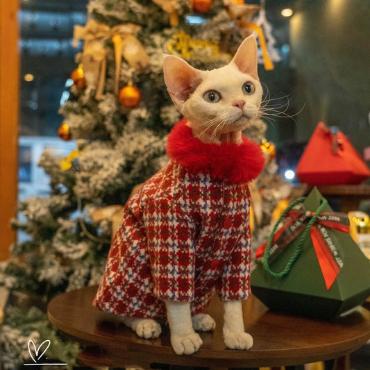 Christmas Sphynx Hairless Cats Coat, Winter Warm Jumper for Bambino Devon Rex Sphynx Cat