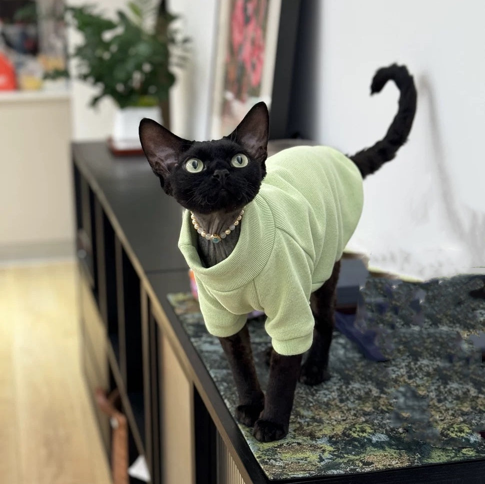 Sphynx Hairless Cats Sweatshirt, Winter Warm Kitten Clothing for Bambino Devon Rex Sphynx Cat