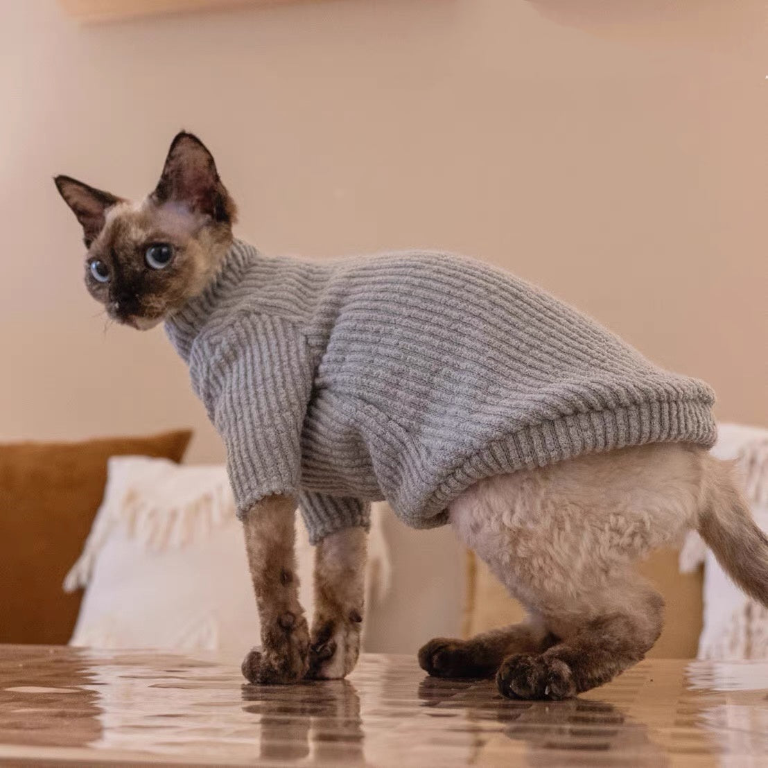 Sphynx Hairless Cats Sweater, Winter Warm Jumper for Bambino Devon Rex Sphynx Cat