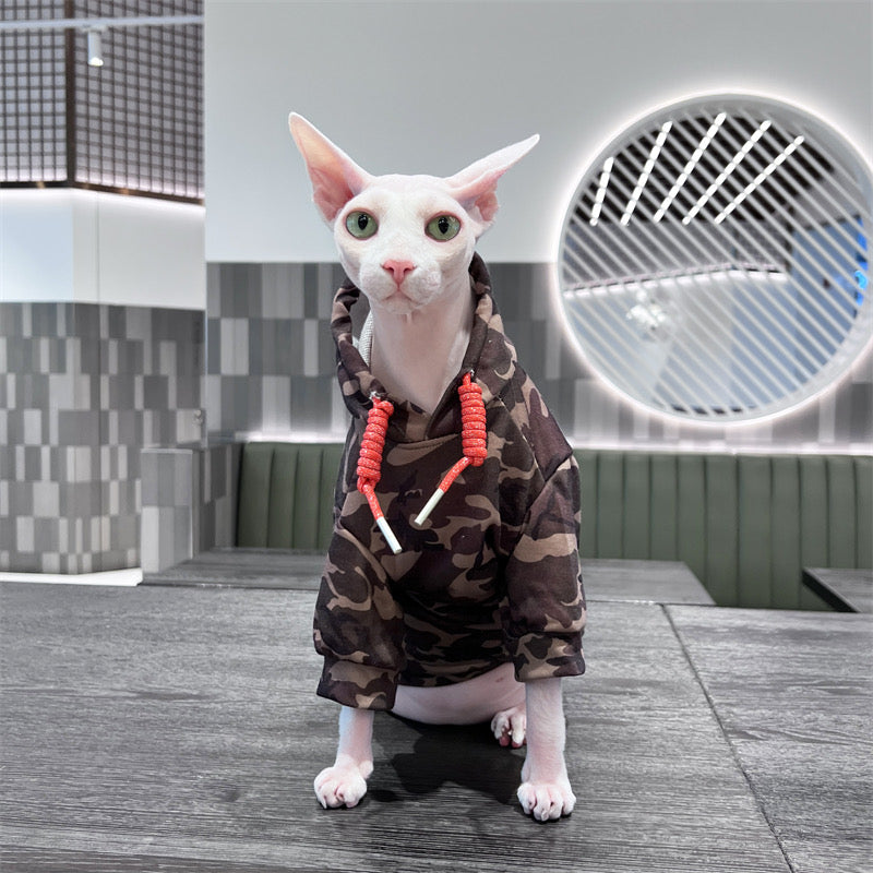 Sphynx Hairless Cats Hooded Sweatshirt, Devon Rex Sphynx Cat Jumper Clothes