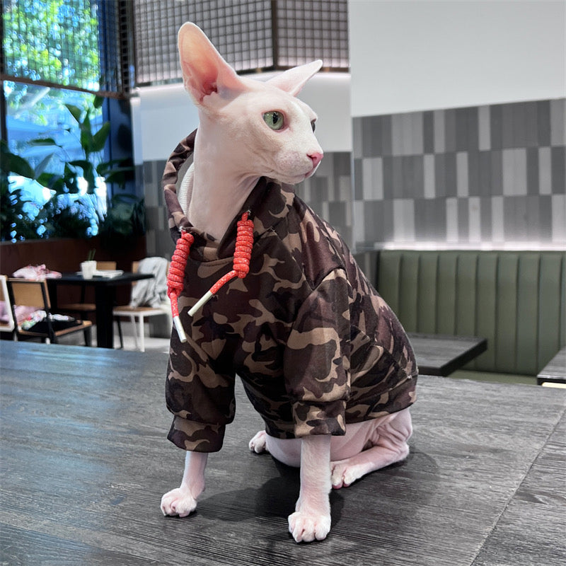 Sphynx Hairless Cats Hooded Sweatshirt, Devon Rex Sphynx Cat Jumper Clothes