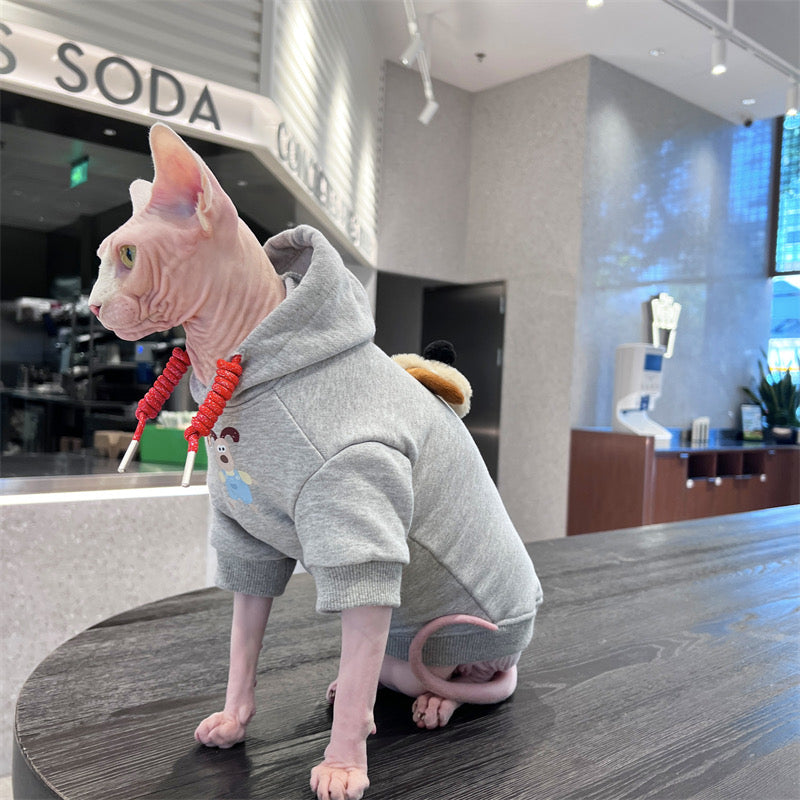 Sphynx Hairless Cats Hooded Sweatshirt, Devon Rex Sphynx Cat Jumper Clothes