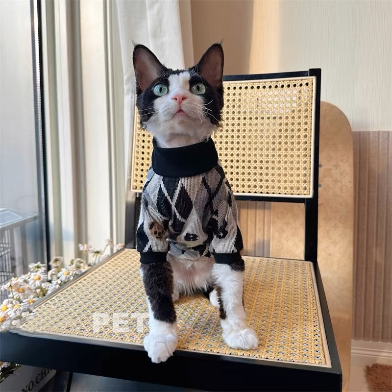 Sphynx Hairless Cats Winter Warm Sweater, Devon Rex Sphynx Cat Jumper Clothes