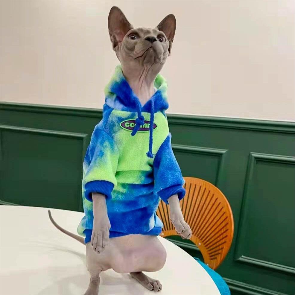 2/4-legged 2 colors Sphynx Hairless Cats Clothes, Winter Warm Hoodie for Bambino, Devon Rex Sphynx Cat Jumper Fleece Jacket