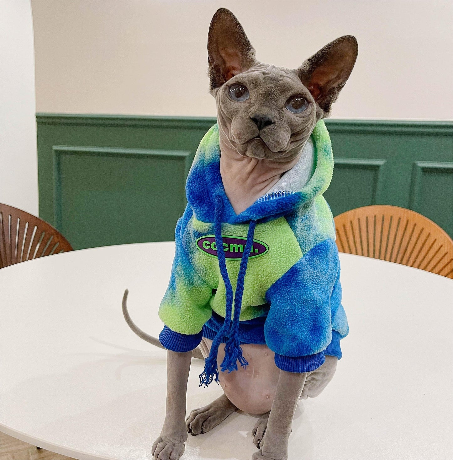 2/4-legged 2 colors Sphynx Hairless Cats Clothes, Winter Warm Hoodie for Bambino, Devon Rex Sphynx Cat Jumper Fleece Jacket