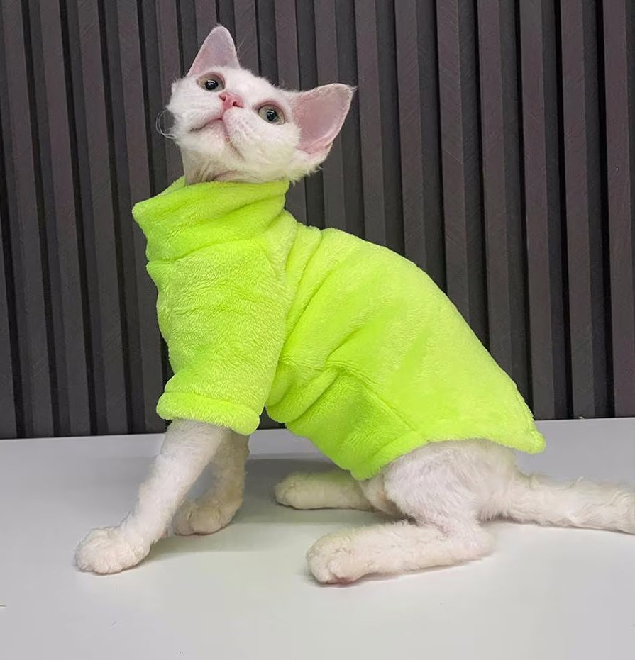 14 Colors Sphynx Hairless Cats Clothes, Fleece Warm Kitten Sweater in Winter, Bambino Devon Rex Sphynx Cat Turtleneck Soft Clothing