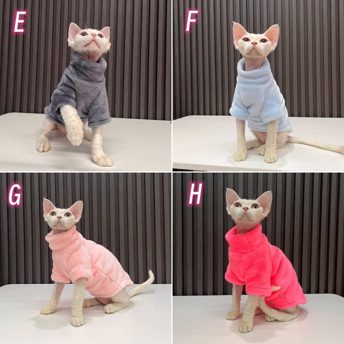 14 Colors Sphynx Hairless Cats Clothes, Fleece Warm Kitten Sweater in Winter, Bambino Devon Rex Sphynx Cat Turtleneck Soft Clothing