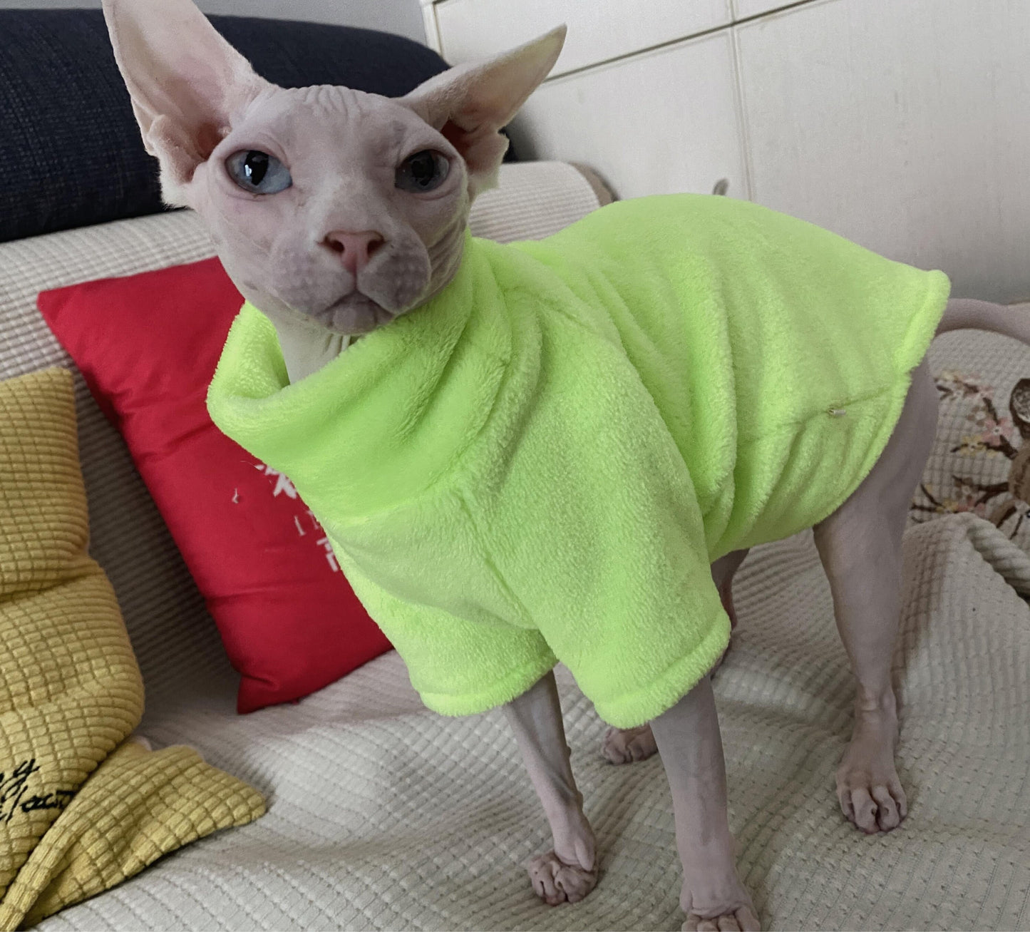 14 Colors Sphynx Hairless Cats Clothes, Fleece Warm Kitten Sweater in Winter, Bambino Devon Rex Sphynx Cat Turtleneck Soft Clothing