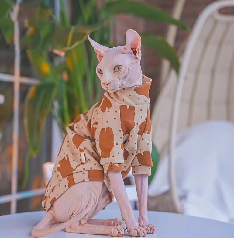 2/4 legged 3 types Sphynx Hairless Cats Clothes, Cute Printing Bambino Devon Rex Sphynx Cat Clothing