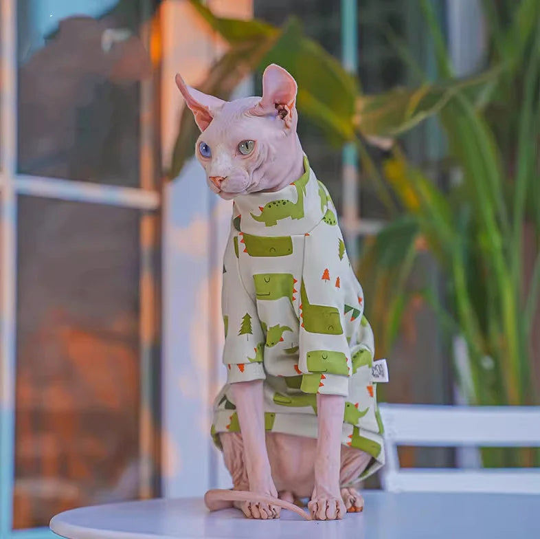 2/4 legged 3 types Sphynx Hairless Cats Clothes, Cute Printing Bambino Devon Rex Sphynx Cat Clothing