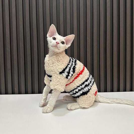 2/4-Legged Handmade Knitted Sweater For Sphynx Hairless Cats, Warm Kitten Jumper in Winter, Bambino Devon Rex Sphynx Cat Soft Clothing