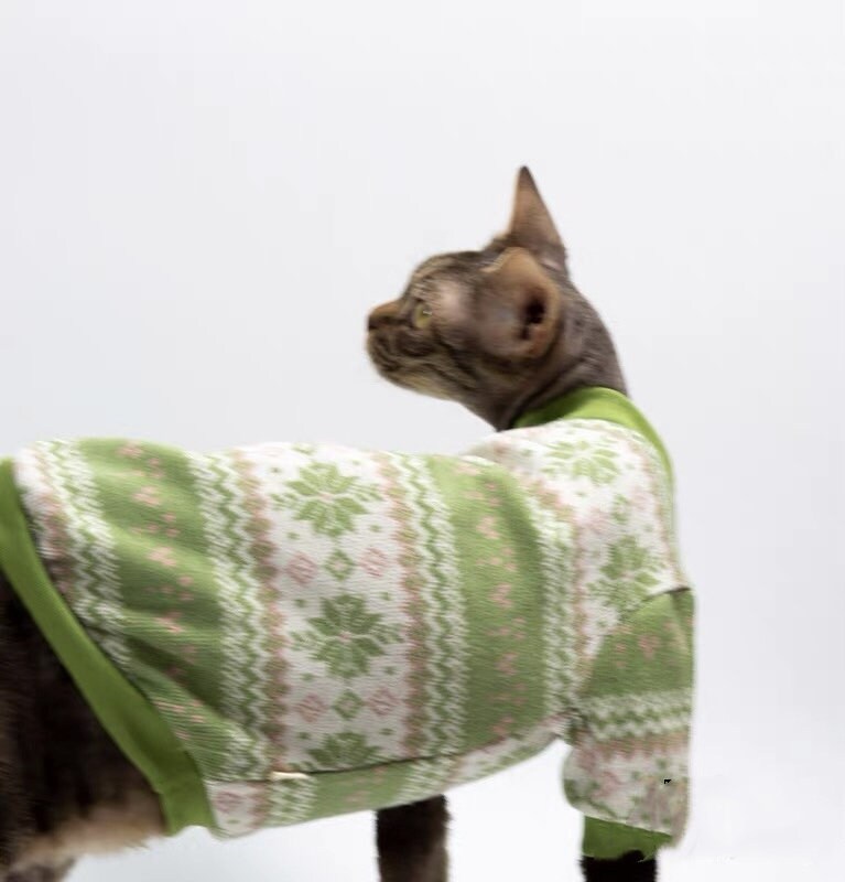 2 Colors Sphynx Hairless Cats Clothing, Winter Warm Jumper for Bambino Devon Rex Sphynx Cat