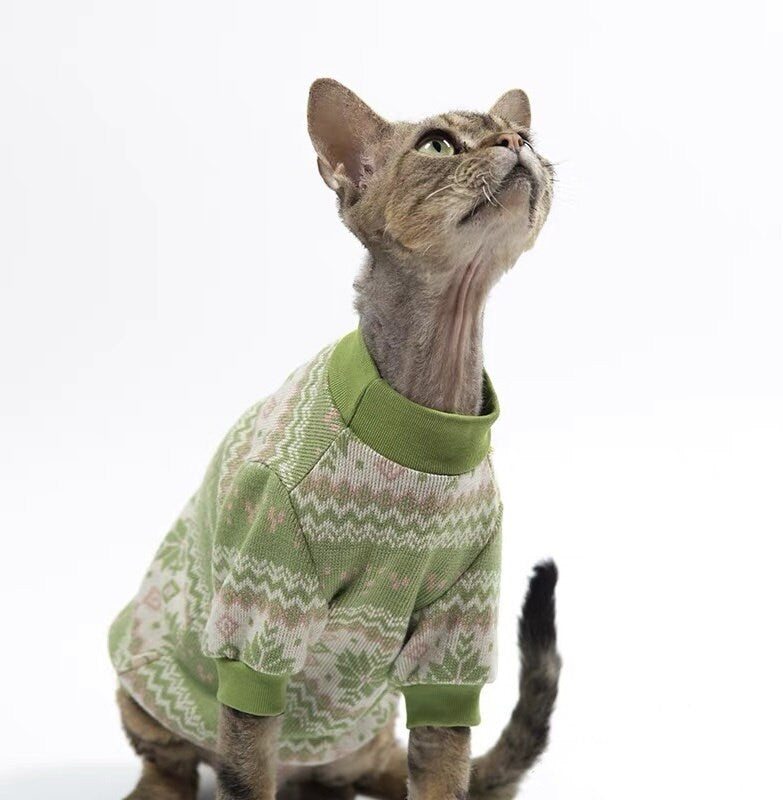 2 Colors Sphynx Hairless Cats Clothing, Winter Warm Jumper for Bambino Devon Rex Sphynx Cat