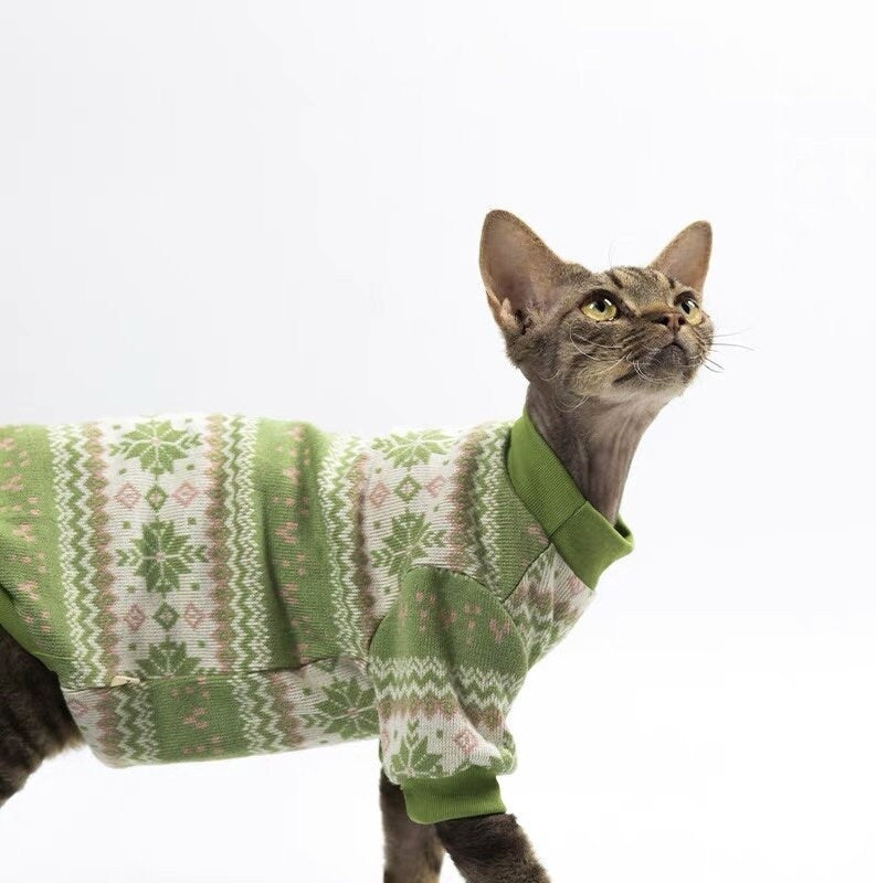 2 Colors Sphynx Hairless Cats Clothing, Winter Warm Jumper for Bambino Devon Rex Sphynx Cat