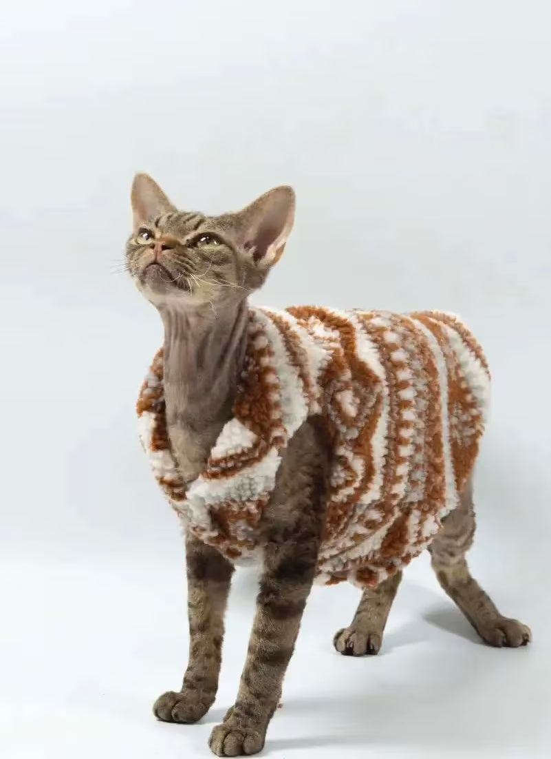 2 types Sphynx Hairless Cats Clothing, Winter Warm Coat for Bambino Devon Rex Sphynx Cat