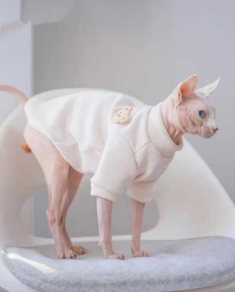 3 Colors Sphynx Hairless Cats Sweater Jumper, Pullover Knit Sweatshirt for Bambino Devon Rex Sphynx Cat