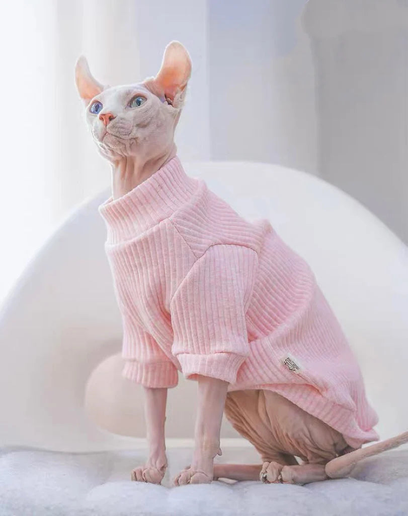 3 Colors Sphynx Hairless Cats Sweater Jumper, Pullover Knit Sweatshirt for Bambino Devon Rex Sphynx Cat