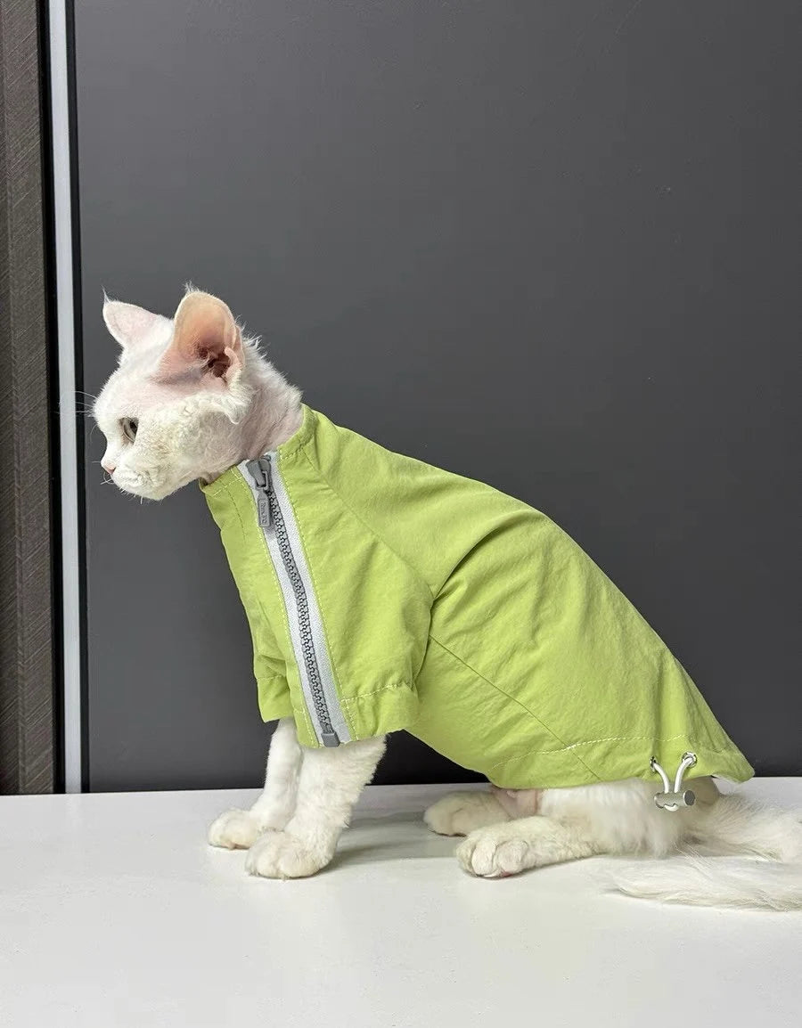 Sphynx Hairless Cats Windproof Jacket, Outdoors Wear Jacket For Bambino Devon Rex Sphynx Cat