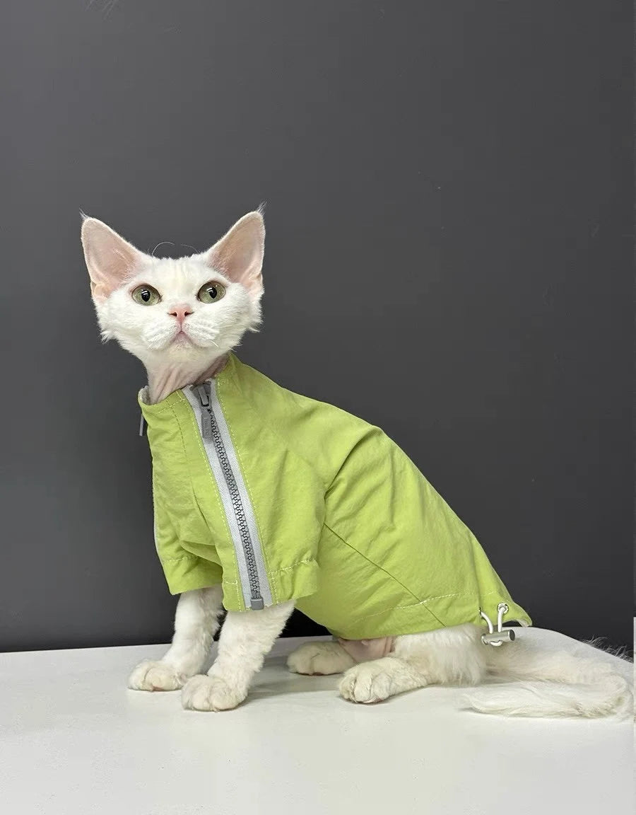 Sphynx Hairless Cats Windproof Jacket, Outdoors Wear Jacket For Bambino Devon Rex Sphynx Cat