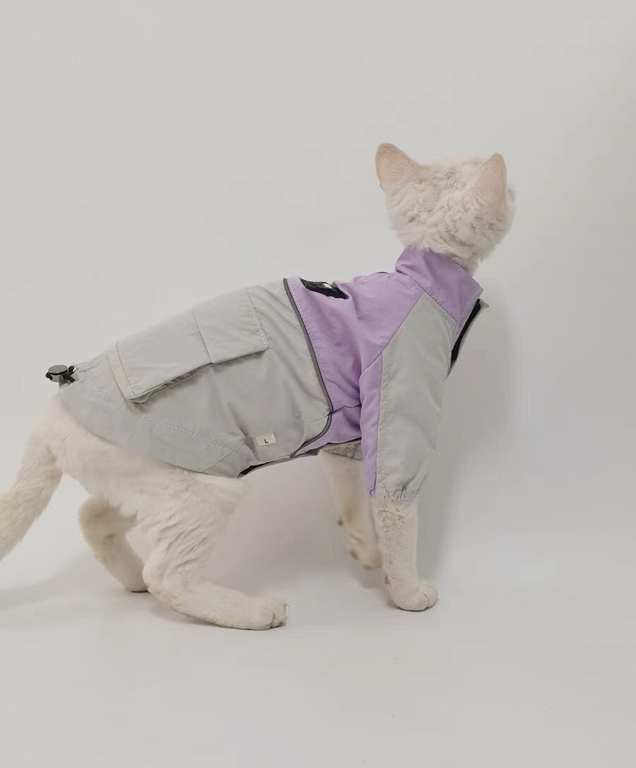 Sphynx Hairless Cats Windproof Jacket, Outdoors Wear Coat, Bambino Devon Rex Sphynx Cat Jumper