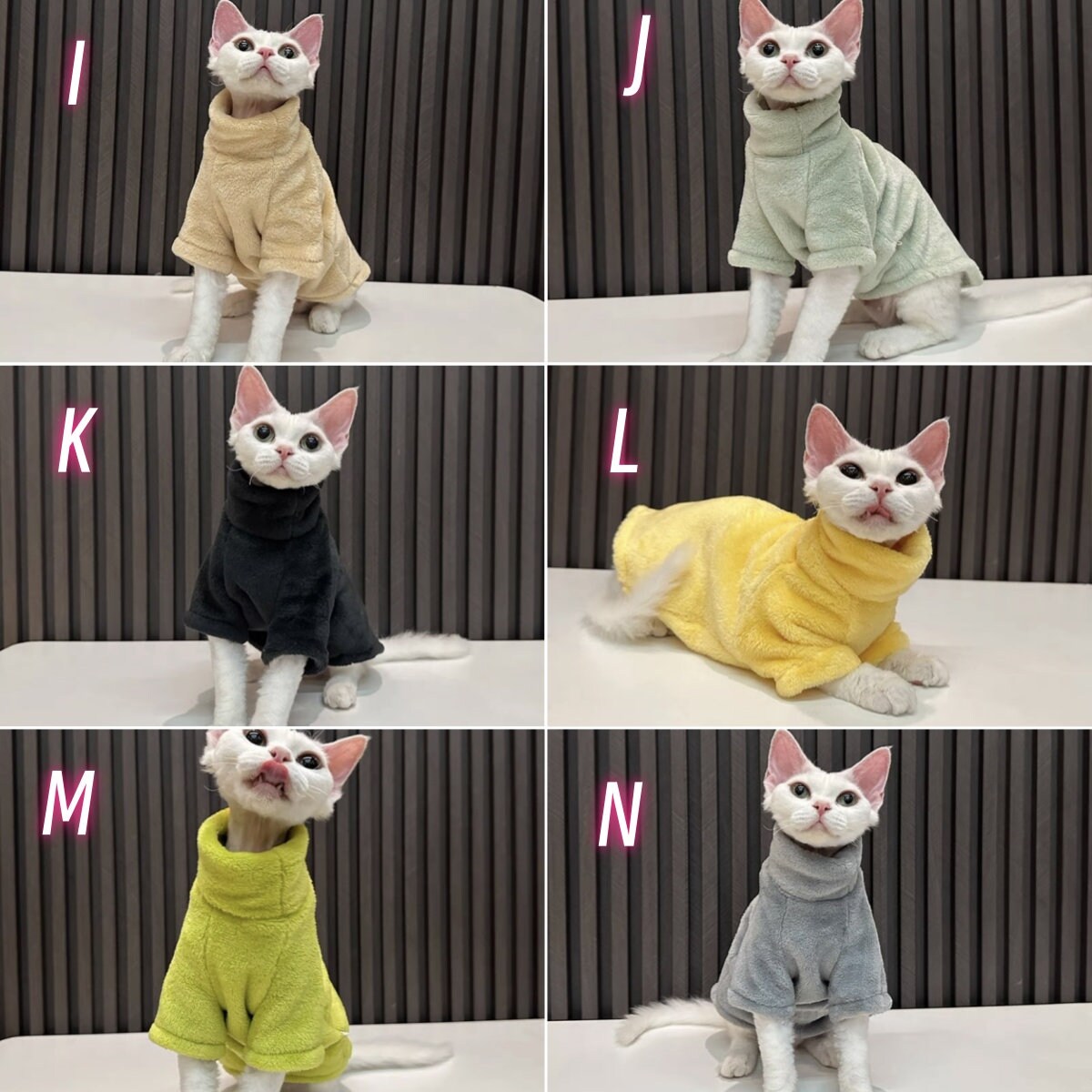 14 Colors Sphynx Hairless Cats Clothes, Fleece Warm Kitten Sweater in Winter, Bambino Devon Rex Sphynx Cat Turtleneck Soft Clothing